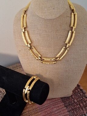 Linked Bar Necklace and Bracelet Set